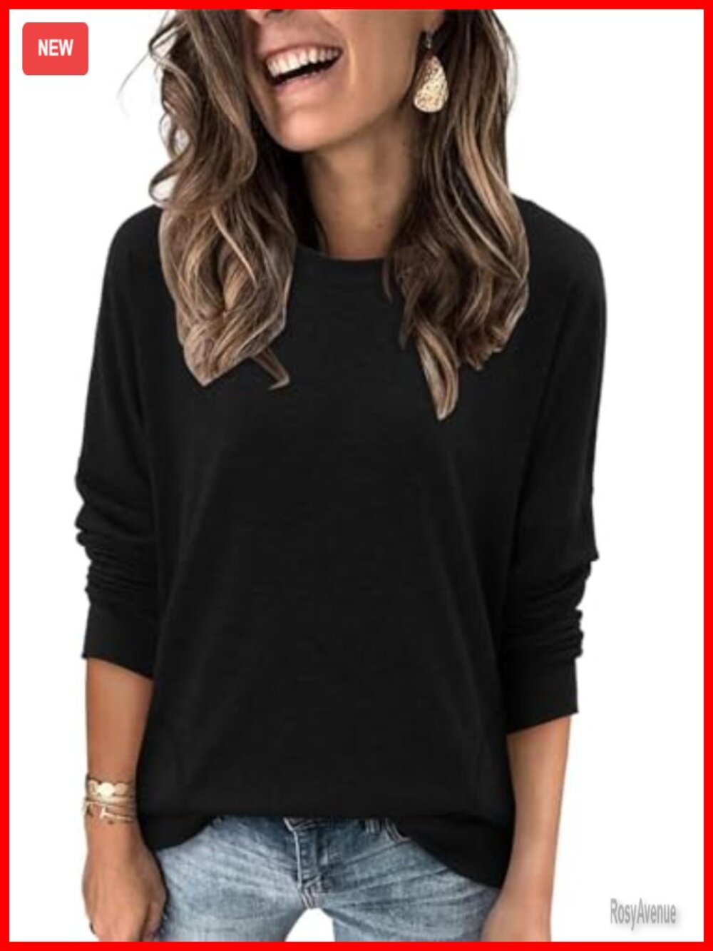 Womens Tunic Sweatshirt Long Sleeve Pullover with Pockets Casual Loose Fit